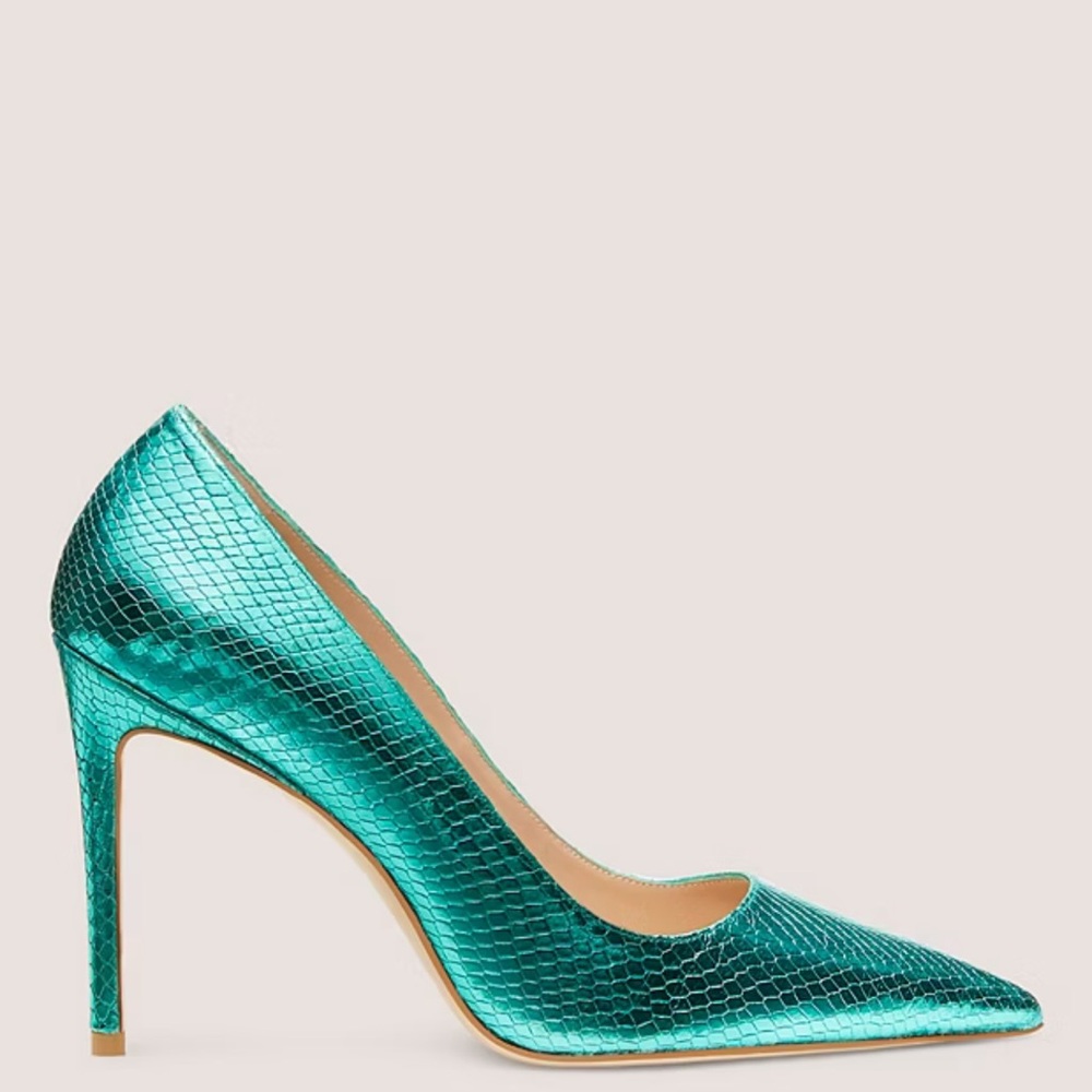 Stuart Weitzman size 38.5 Capri 100 mm Green Stiletto Heels - Picture 2 of 6